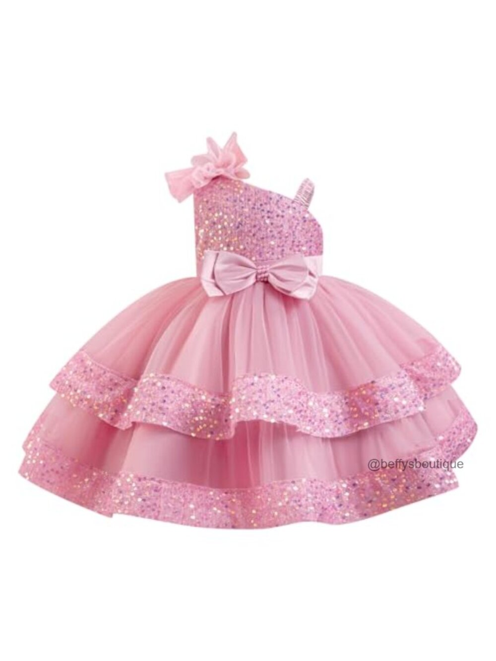 Toddler Girls Sequined Tulle Tutu Birthday Pageant Formal Dress One Sleeve
